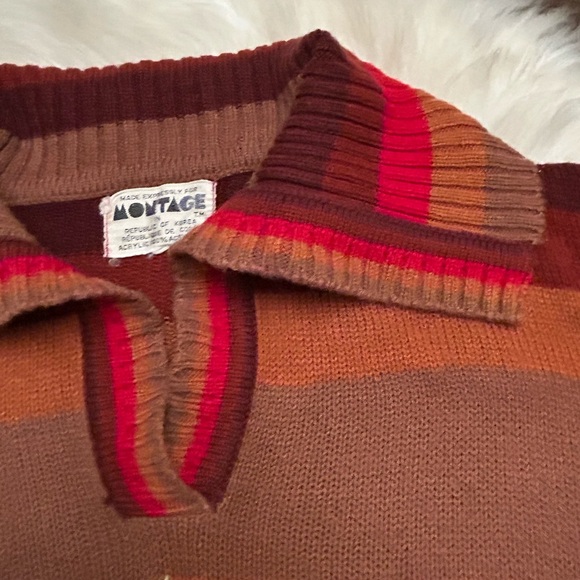 MONTAGE Vintage 70s 80s Retro Fitted Shawl Neck Sweater - Picture 7 of 13